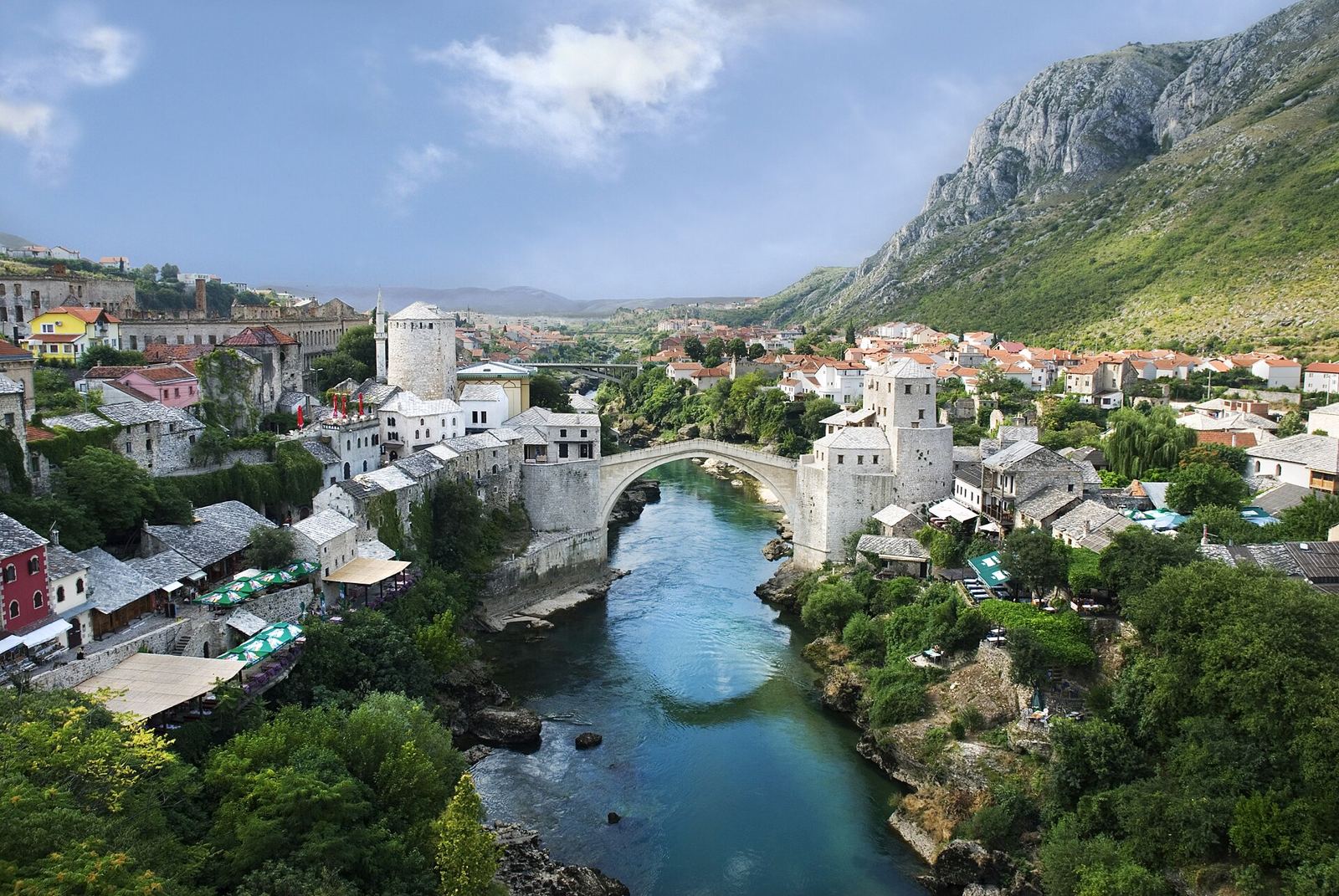 Panorama van de oude stad van Mostar