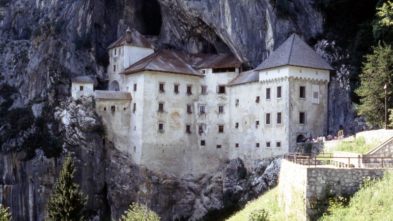 Predjama Castle, built into a rock face