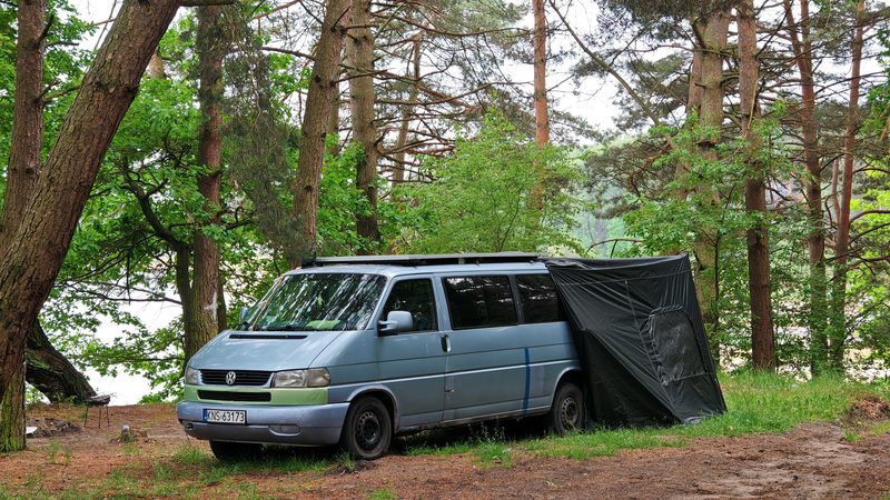 A campsite on a lake in Poland