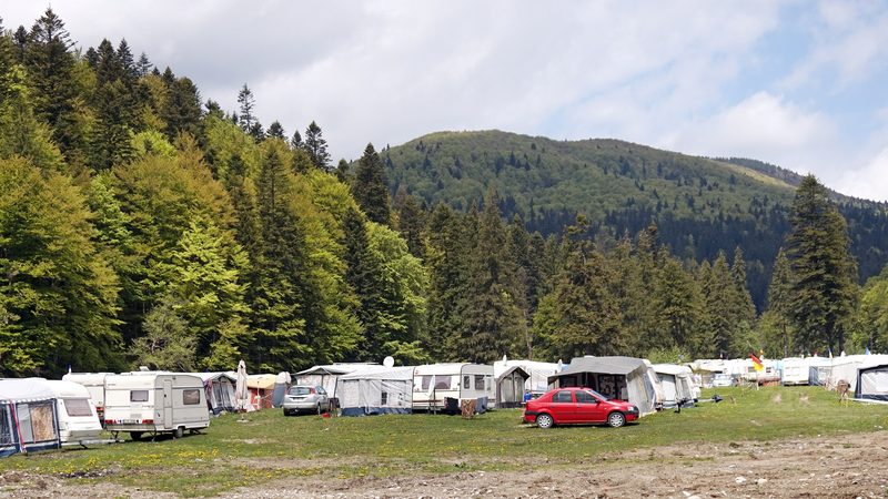 A campsite in the Romanian mountains