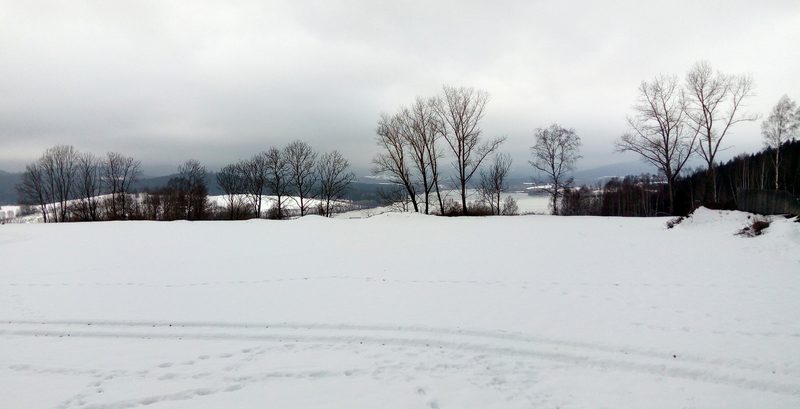 Lipno innsjøen om vinteren, sett fra Horní Planá (januar 2018)